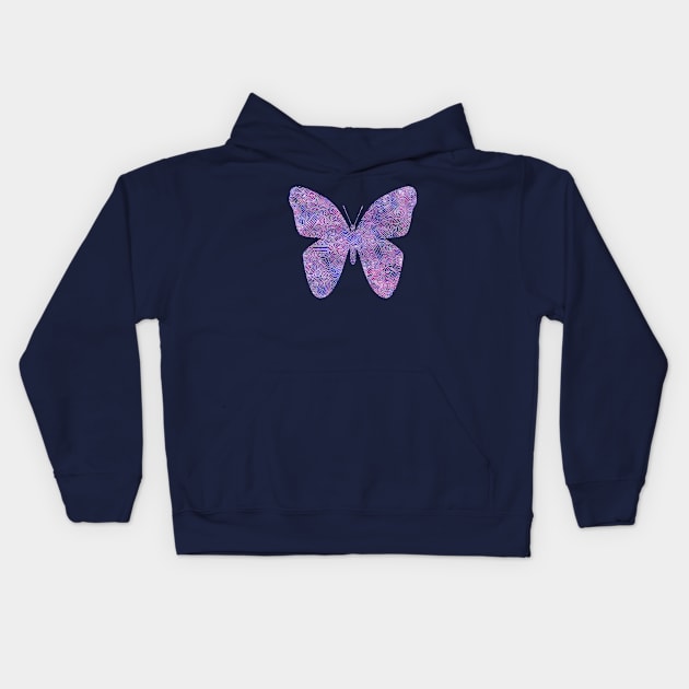 Purple and faux silver swirls doodles butterfly Kids Hoodie by Savousepate